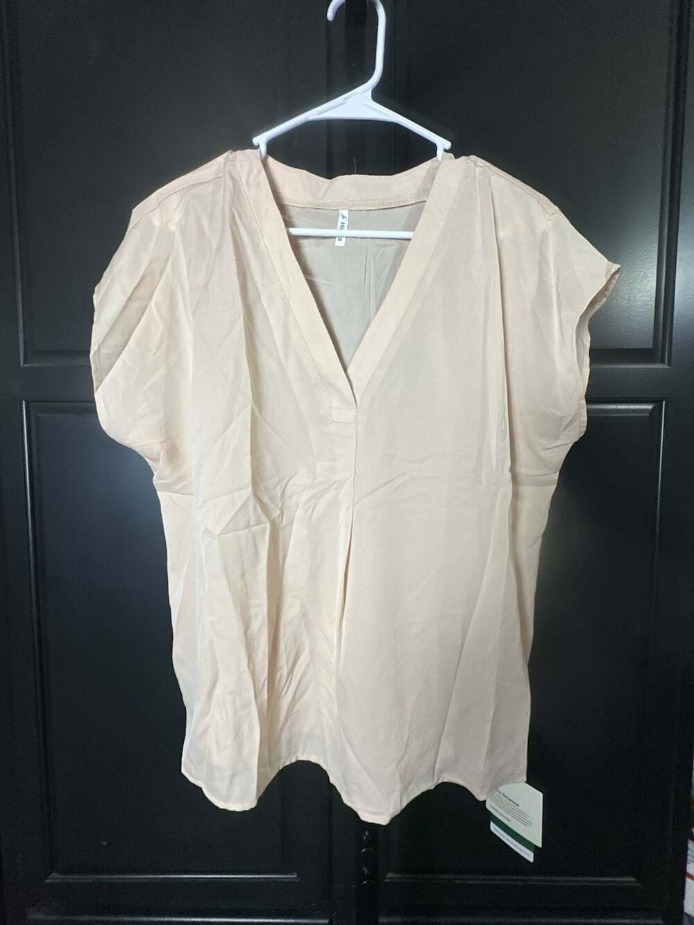 Halara V-Neck Short Sleeve Lightweight Blouse Cream Size S #833